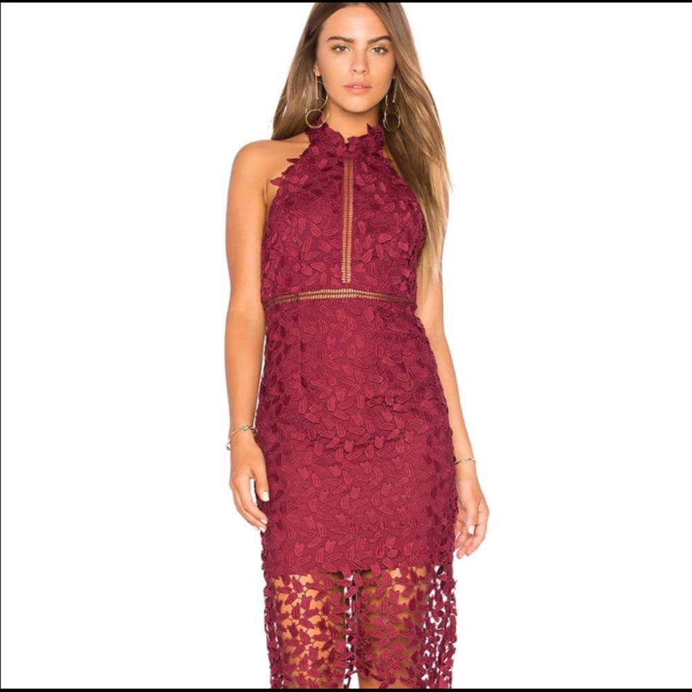 Bardot Maroon Lace Sheath Dress
